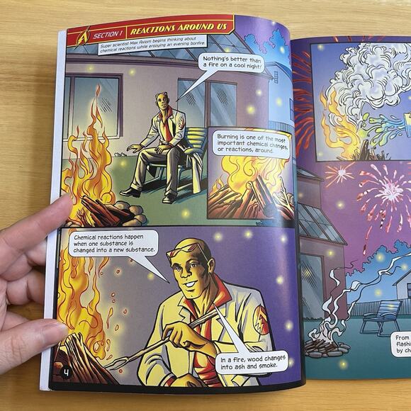 Graphic Novel Dynamic World of Chemical Reactions Max Axiom Super Scientist Book - Picture 5 of 7